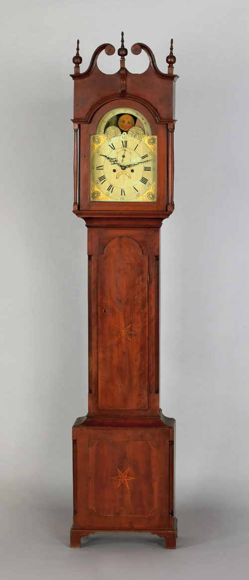 Appraisal: New Jersey Federal cherry tall case clock ca the broken