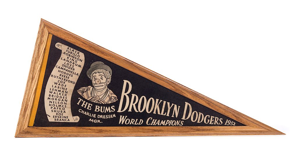 Appraisal: Brooklyn Dodgers The Bums Framed Pennant Measures tall wide Good