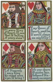 Appraisal: Set of Six Playing Card Postcards Circa Colorful with rhyming