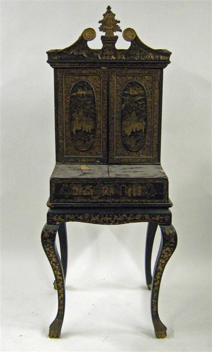 Appraisal: Ebonized and japanned lacquer cabinet th century In two parts