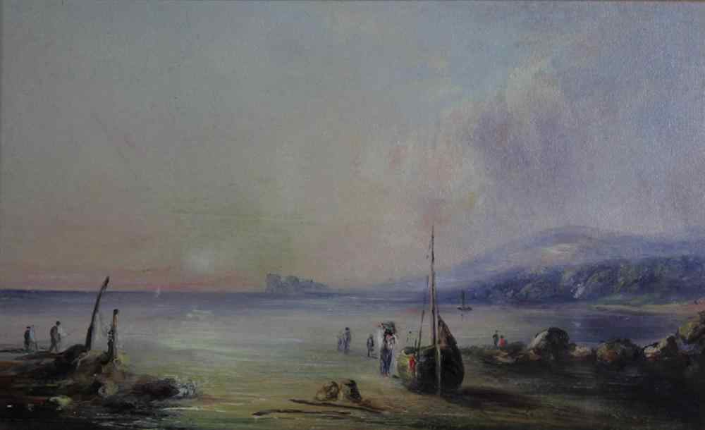 Appraisal: BRITISH SCHOOL TH CENTURY SEASHORE AT DAWN Oil on board