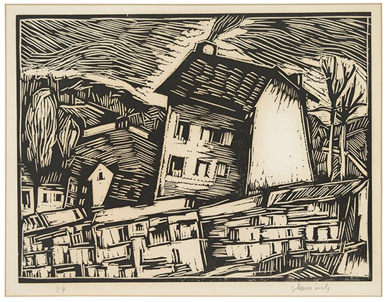 Appraisal: MAURICE DE VLAMINCK Mareil Woodcut x mm x inches full