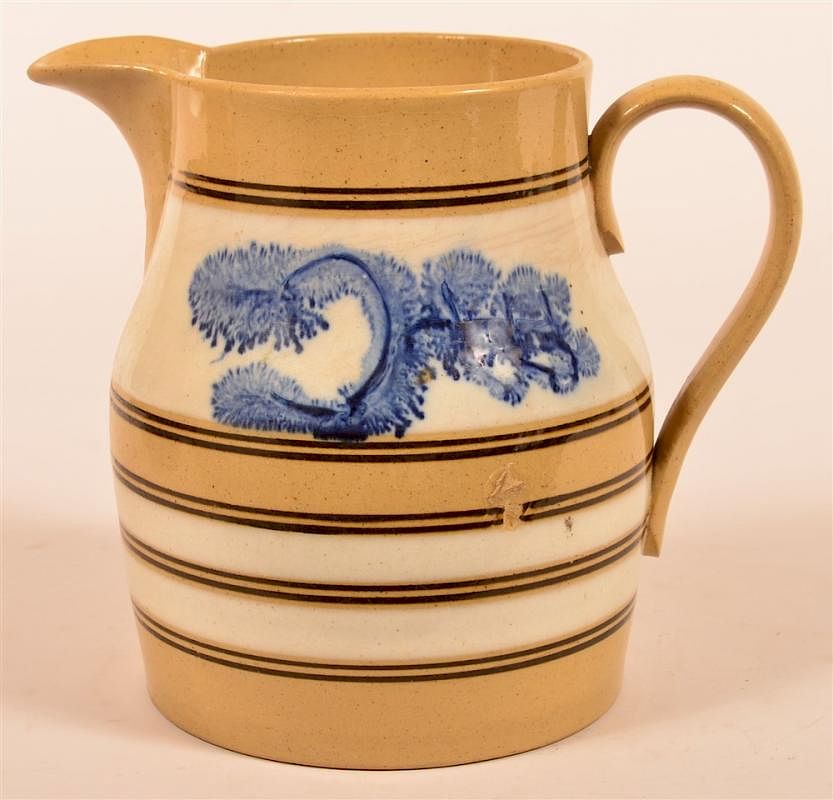 Appraisal: Yellowware Pitcher Mocha Seaweed Decoration Yellowware Milk Pitcher with Mocha