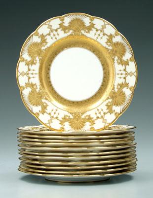 Appraisal: Set Mintons service plates extensive matching gilt decoration on ivory