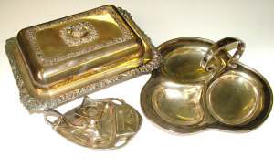 Appraisal: A quantity of silver plated items to include entree dishes