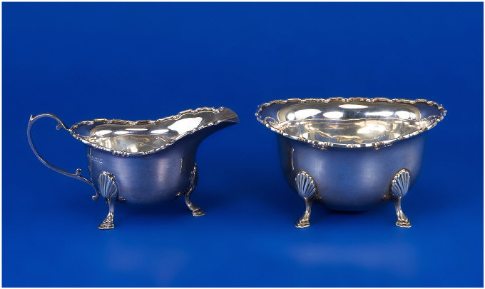 Appraisal: Silver Sugar Bowl and Cream Jug Hallmarked Birmingham Silver weight