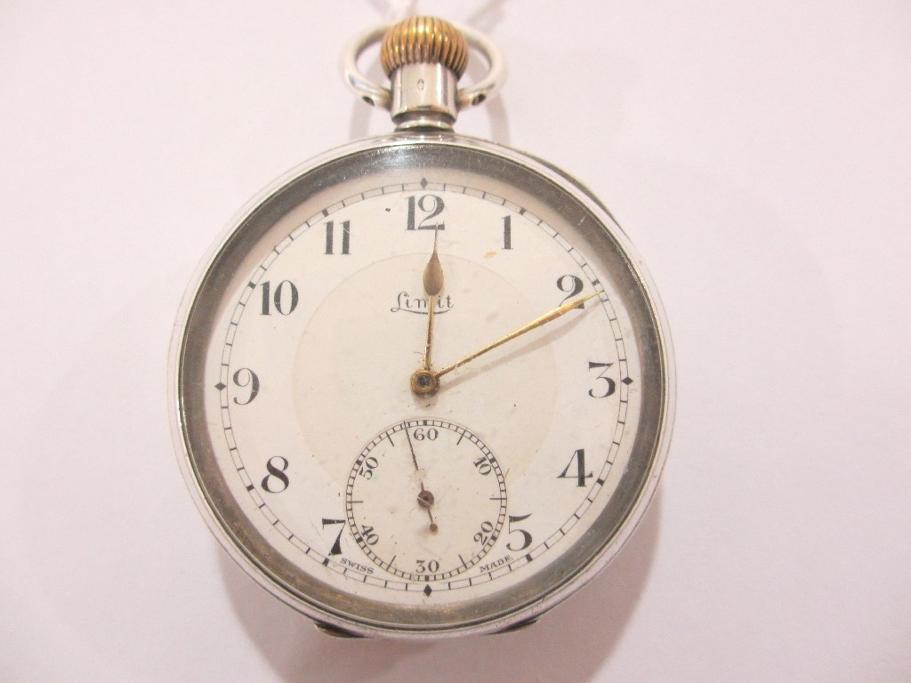 Appraisal: Silver open faced pocket watch with ceramic portrait plaque to