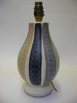 Appraisal: A POOLE POTTERY TABLE LAMP BASE of baluster form designed