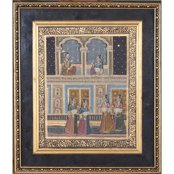 Appraisal: Indian School FIVE MINIATURE PAINTINGS Ink and colour on card