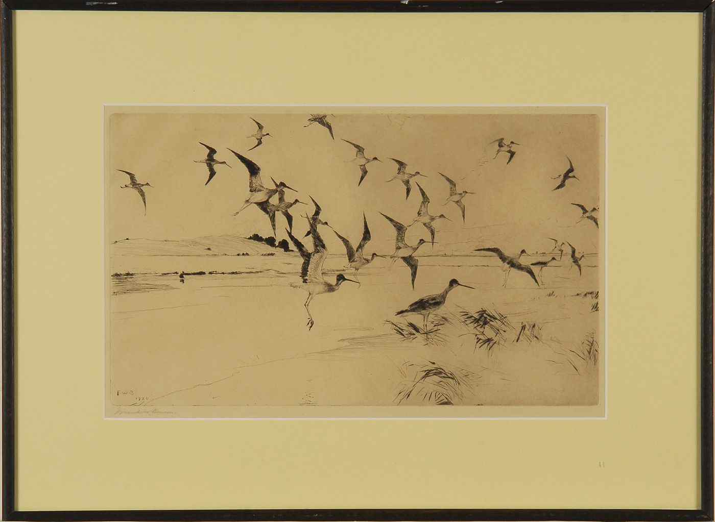 Appraisal: FRAMED FRANK BENSON DRYPOINT ETCHINGYellowlegs Alighting'' Paff Signed in pencil