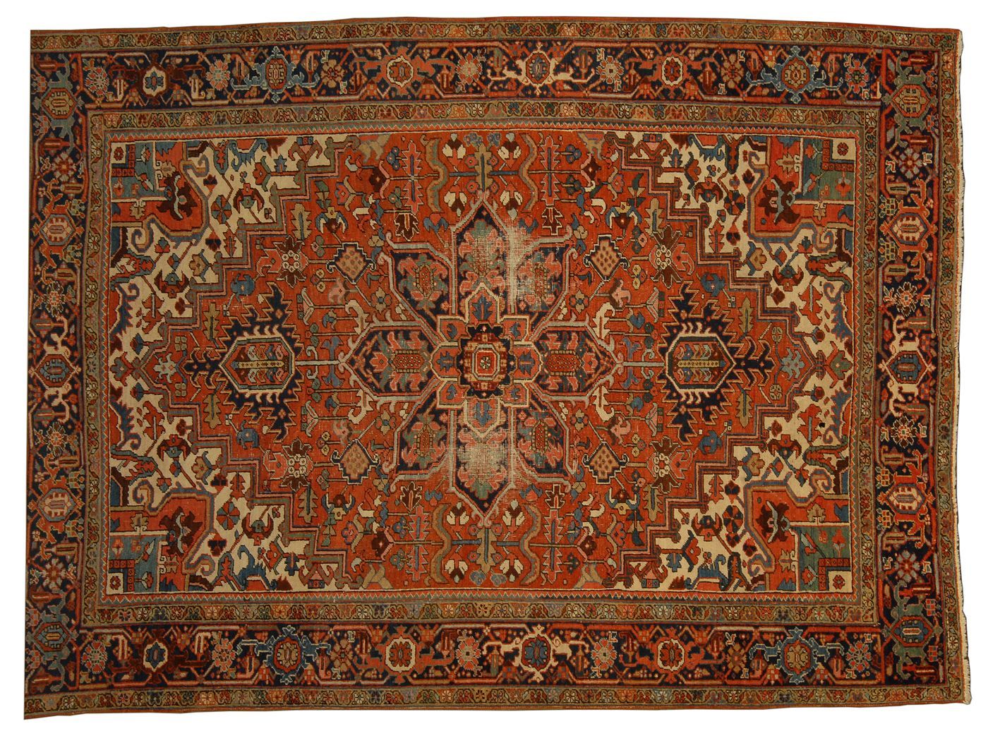 Appraisal: ORIENTAL RUG HERIZ ' x ' Gabled medallion in brick