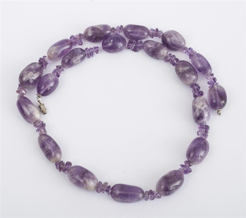 Appraisal: Amethyst Bead Necklace With metal clasp in Estimate -