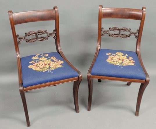 Appraisal: Pair of Philadelphia Empire side chairs mahogany with saber legs