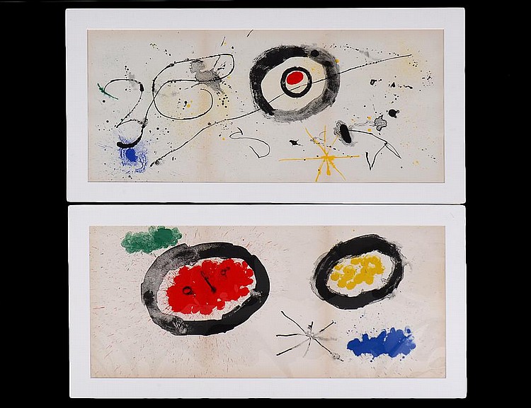 Appraisal: JOAN MIRO SPANISH - Two Color Lithograph Triptychs from Derriere