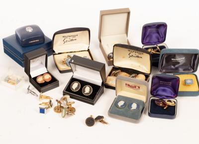 Appraisal: A collection of Wedgwood jasperware mounted cufflinks Provenance The Estate