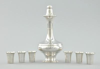 Appraisal: Sterling Silver Decanter with Six Sterling Beakers A footed sterling