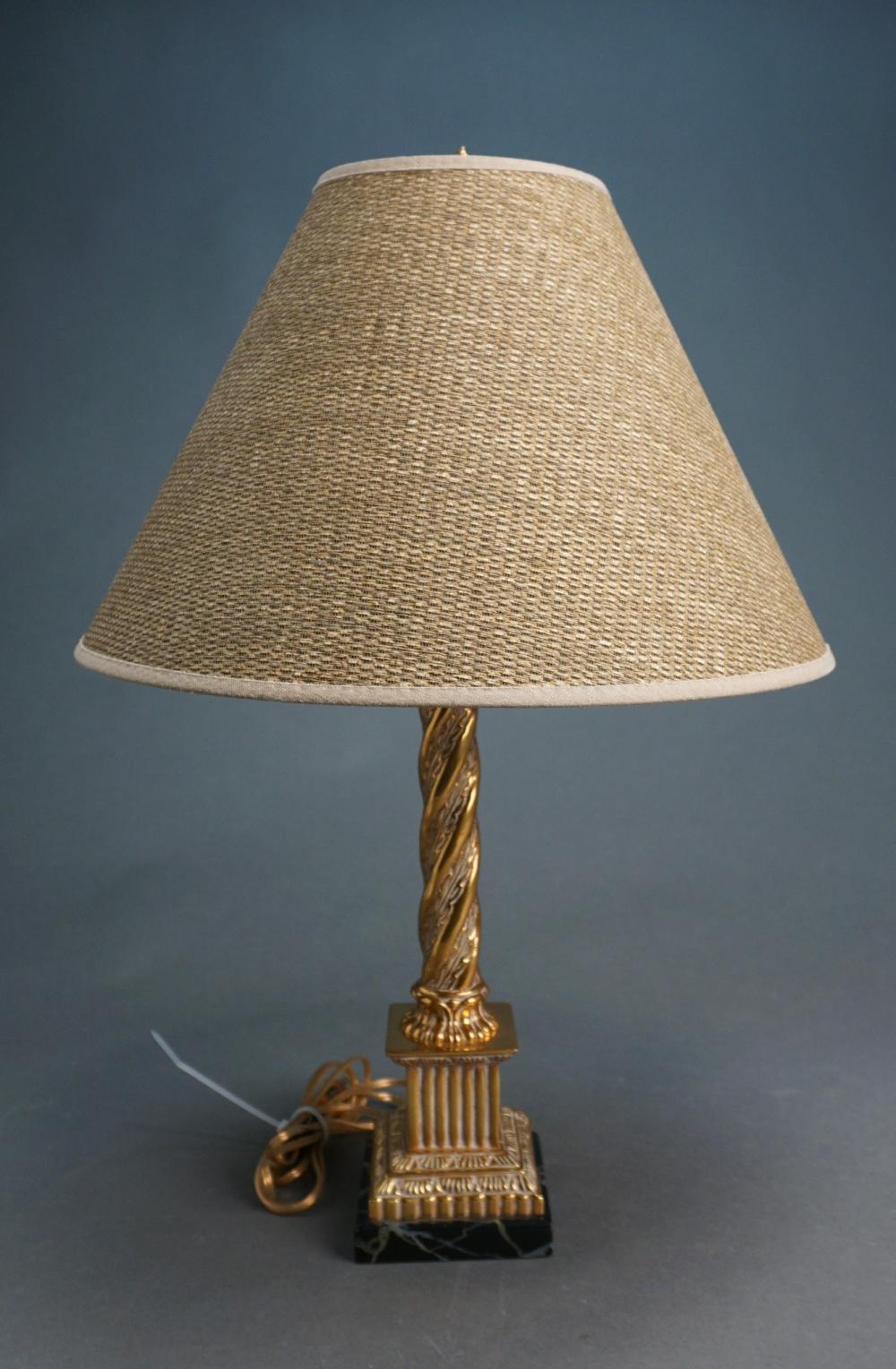 Appraisal: Frederick Cooper Chicago Gold-Tone Columnar Table Lamp H overall in