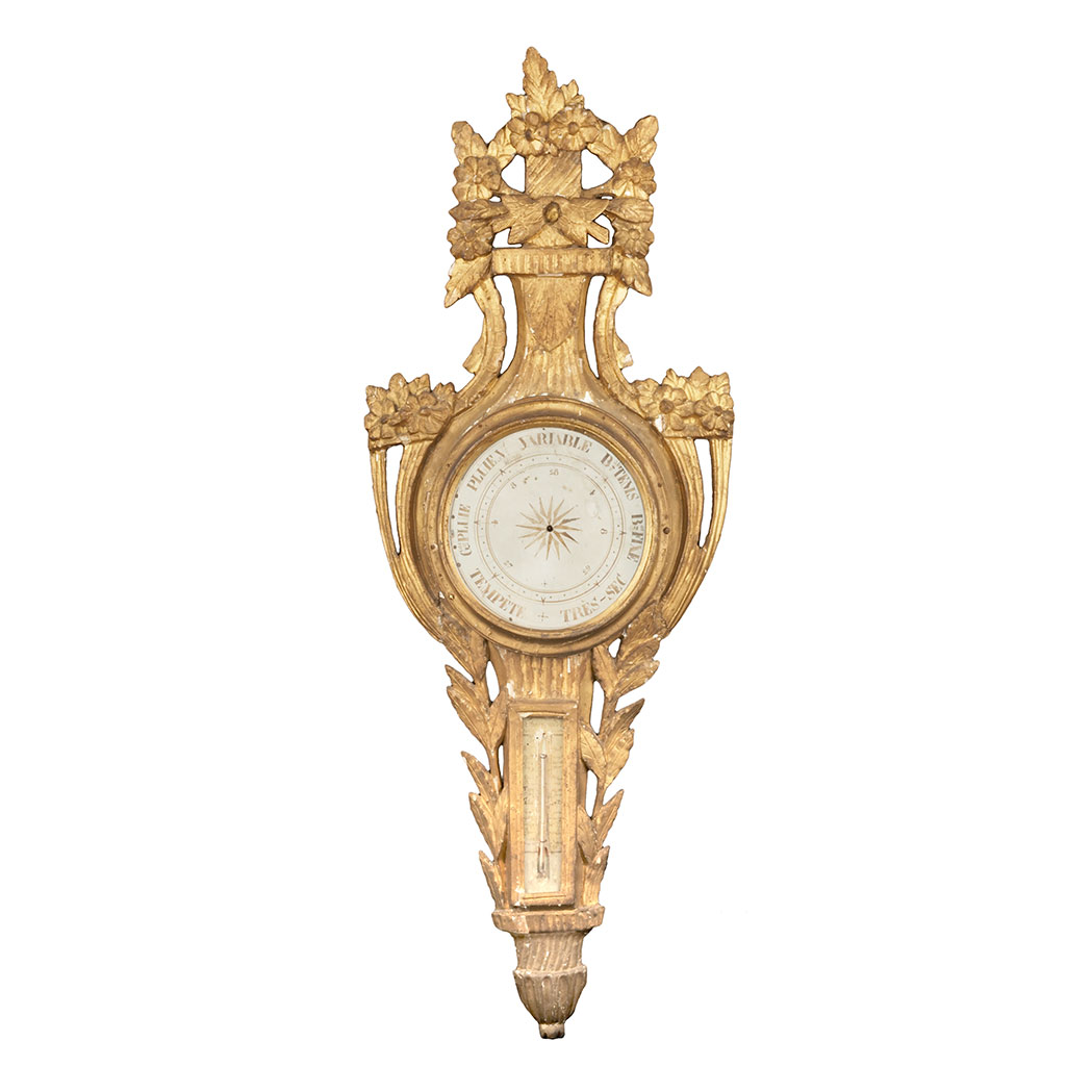 Appraisal: Italian Neoclassical Painted and Parcel Gilt Barometer th Century The