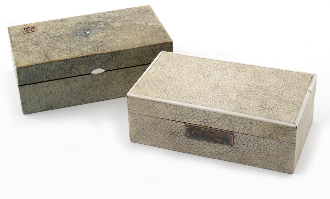 Appraisal: A shagreen and ivory mounted wooden cigarette box