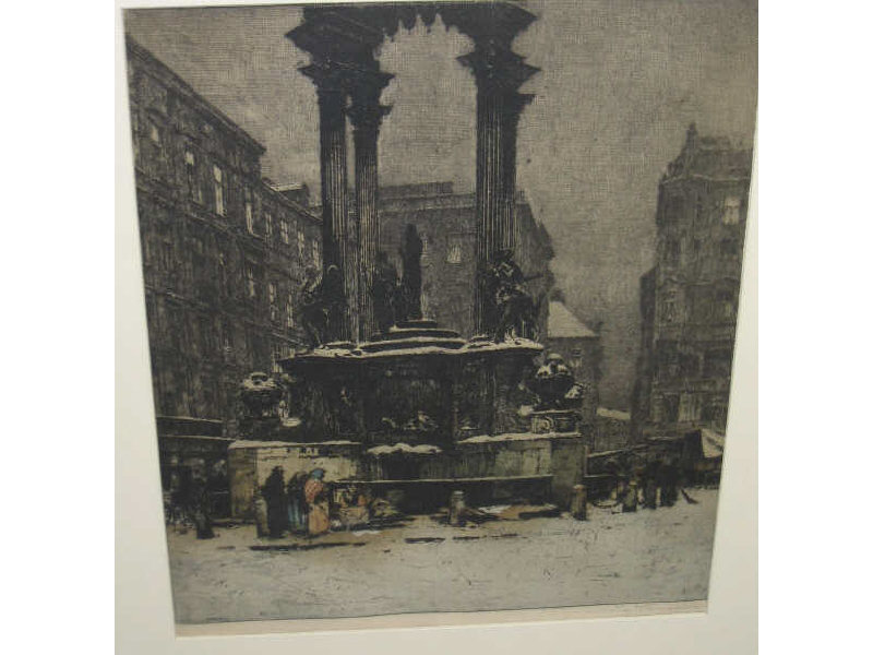 Appraisal: LUIGI KASIMIR AUSTRIAN - Street scene figures around a monument