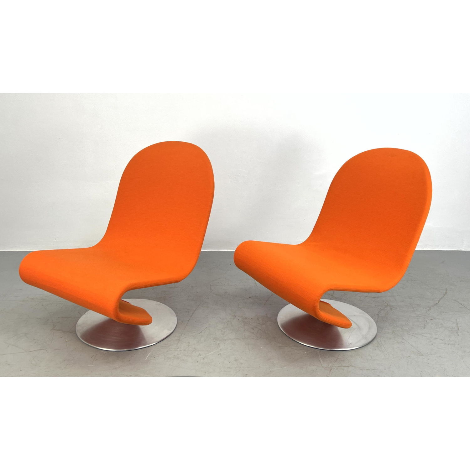 Appraisal: Pr of Early Orange VERNER PANTON - - Lounge Chairs