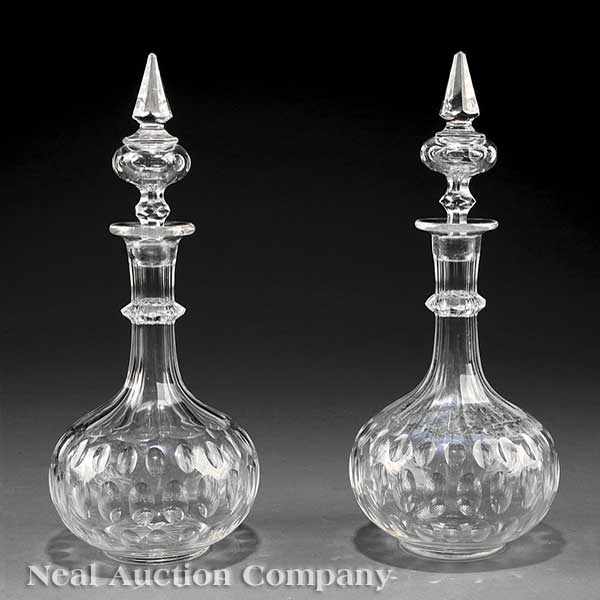 Appraisal: A Pair of American Cut Glass Decanters c each bulb-form