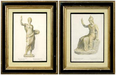 Appraisal: Pair Baudet engravings after antique statues of Minerva and Athena