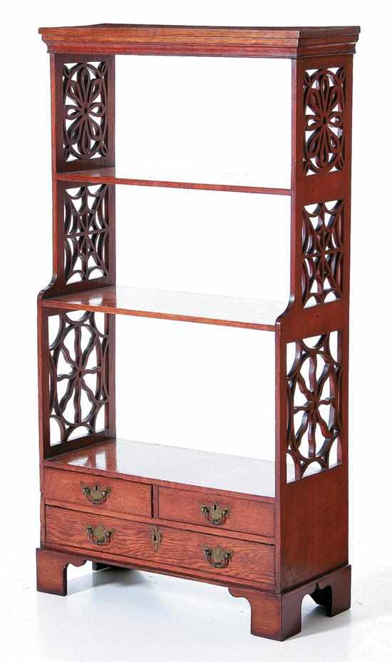 Appraisal: Georgian style oak bookcase late th century molded rectangular top