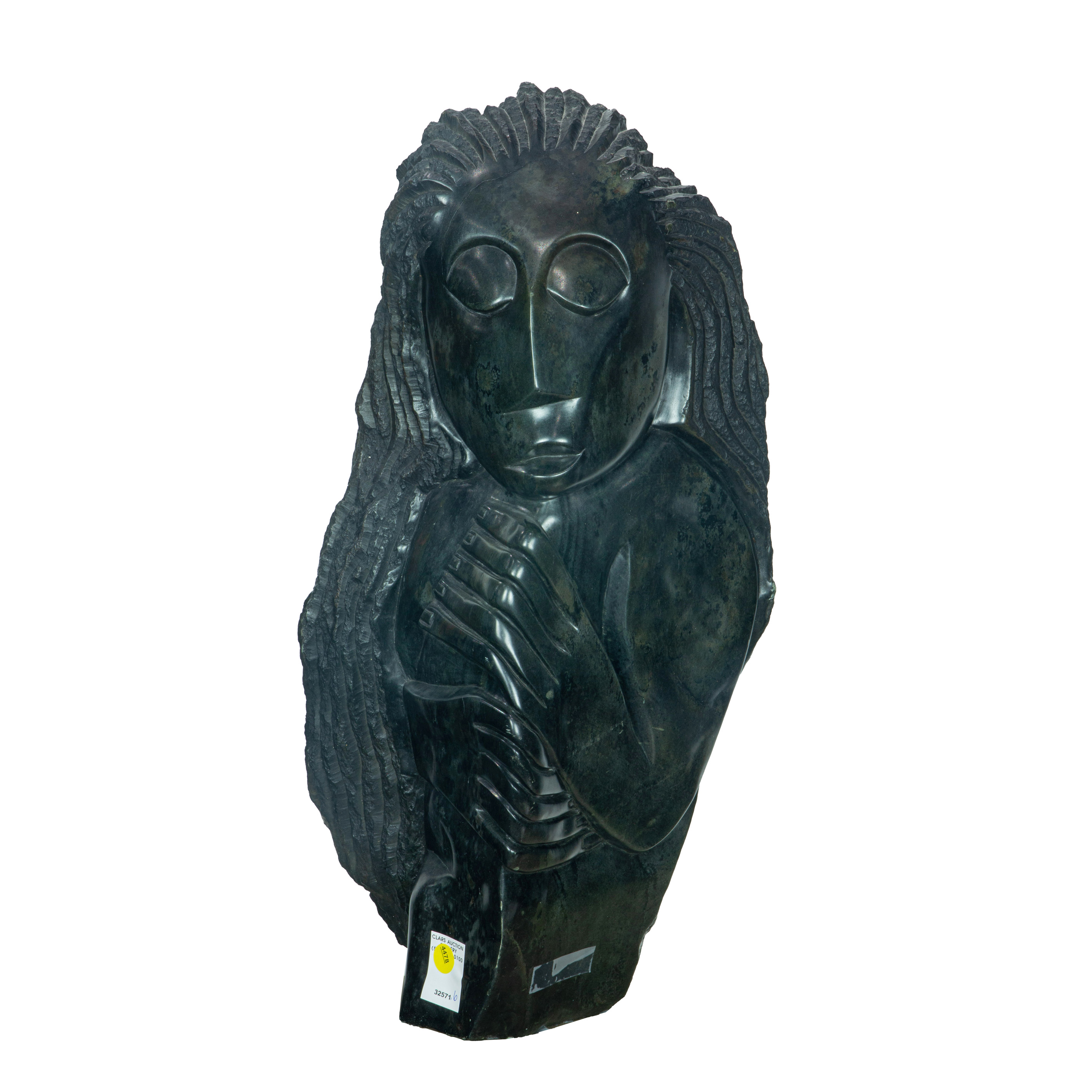 Appraisal: SHONA 'GOOD WOMAN' CARVED BLACK IRON SERPENTINE SCULPTURE BY SIMON