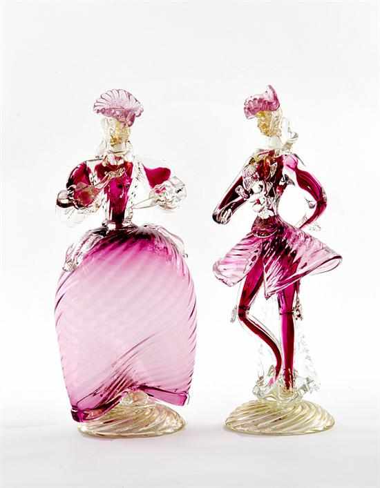 Appraisal: Pair Murano glass figures of courtiers attributed to Barovier Toso