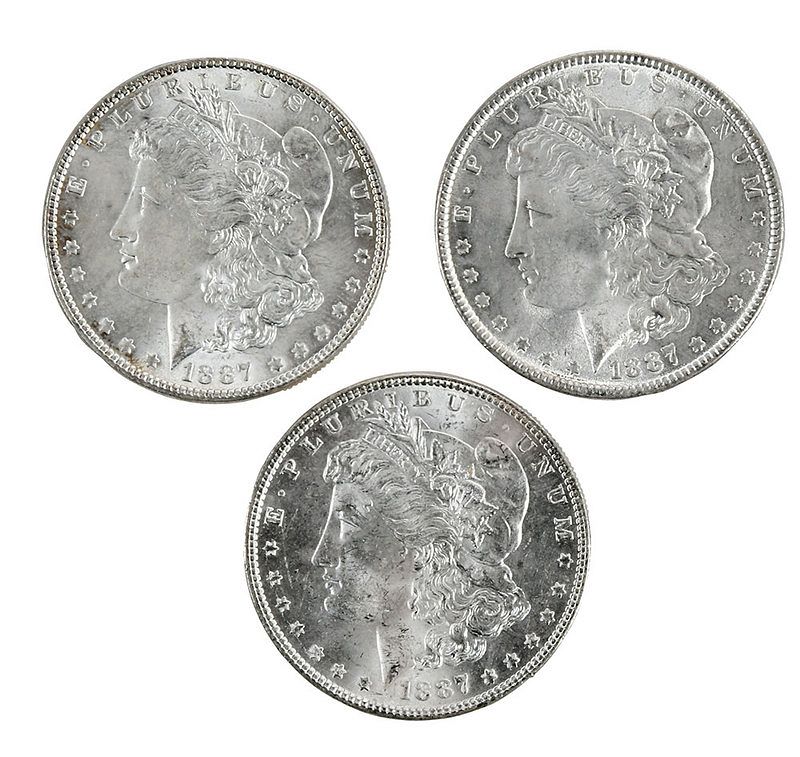 Appraisal: Ten Uncirculated Silver Morgan Dollars Philadelphia issue Provenance Private Collection