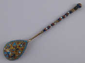 Appraisal: A Russian silver gilt cloisonne enamelled teaspoon marks rubbed St