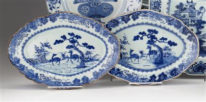 Appraisal: Pair of Chinese export porcelain blue white sweetmeat dishes late