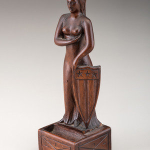 Appraisal: A Carved Mahogany Figure of Lady Liberty Circa Height inches