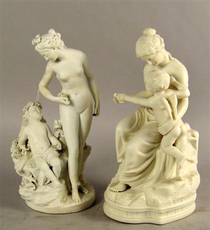 Appraisal: Two Continental bisque porcelain figural groups Each modeled as a