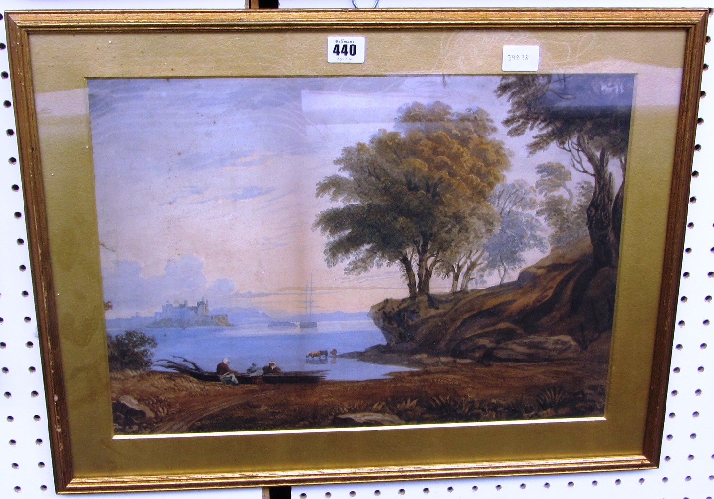 Appraisal: Follower of John Varley Coastal landscape with figures and cattle