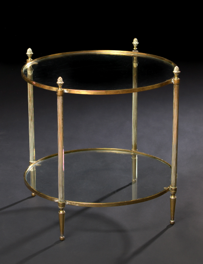 Appraisal: Louis XVI-Style Gilt-Metal and Glass Circular Occasional Table mid- th