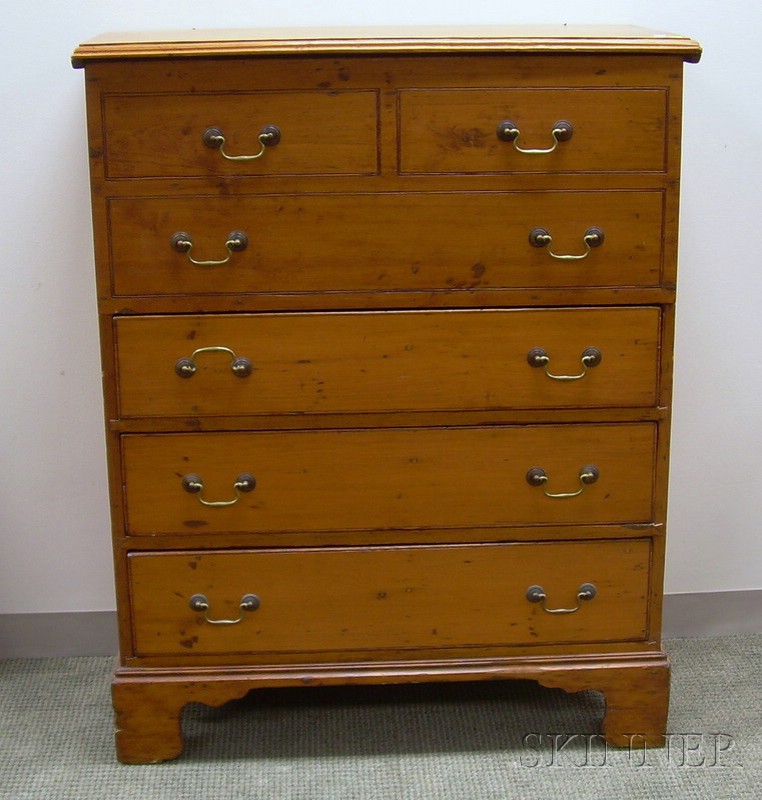 Appraisal: Tall Pine Blanket Chest over Three Long Drawers ht wd