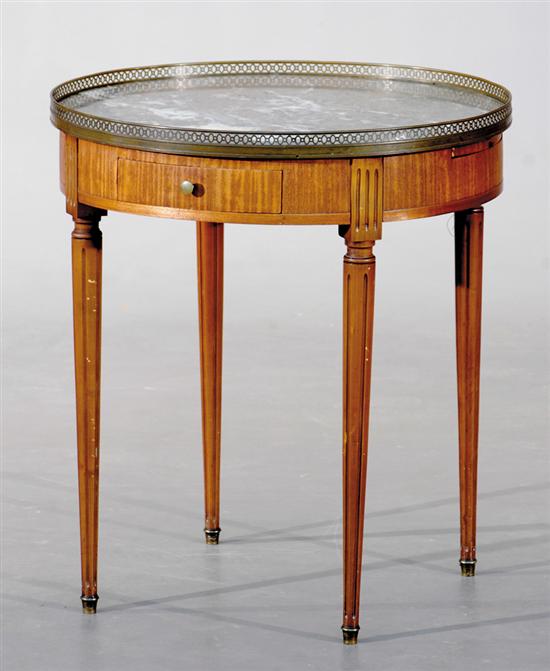 Appraisal: Louis XVI marble-topped mahogany lamp table circular gray mottled marble