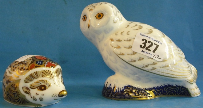 Appraisal: Royal Crown Derby Paperweights Snowy Owl Guild Piece and Goviers