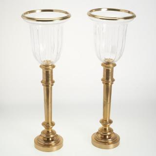 Appraisal: Pair Ralph Lauren brass candlesticks Pair Ralph Lauren brass candlesticks