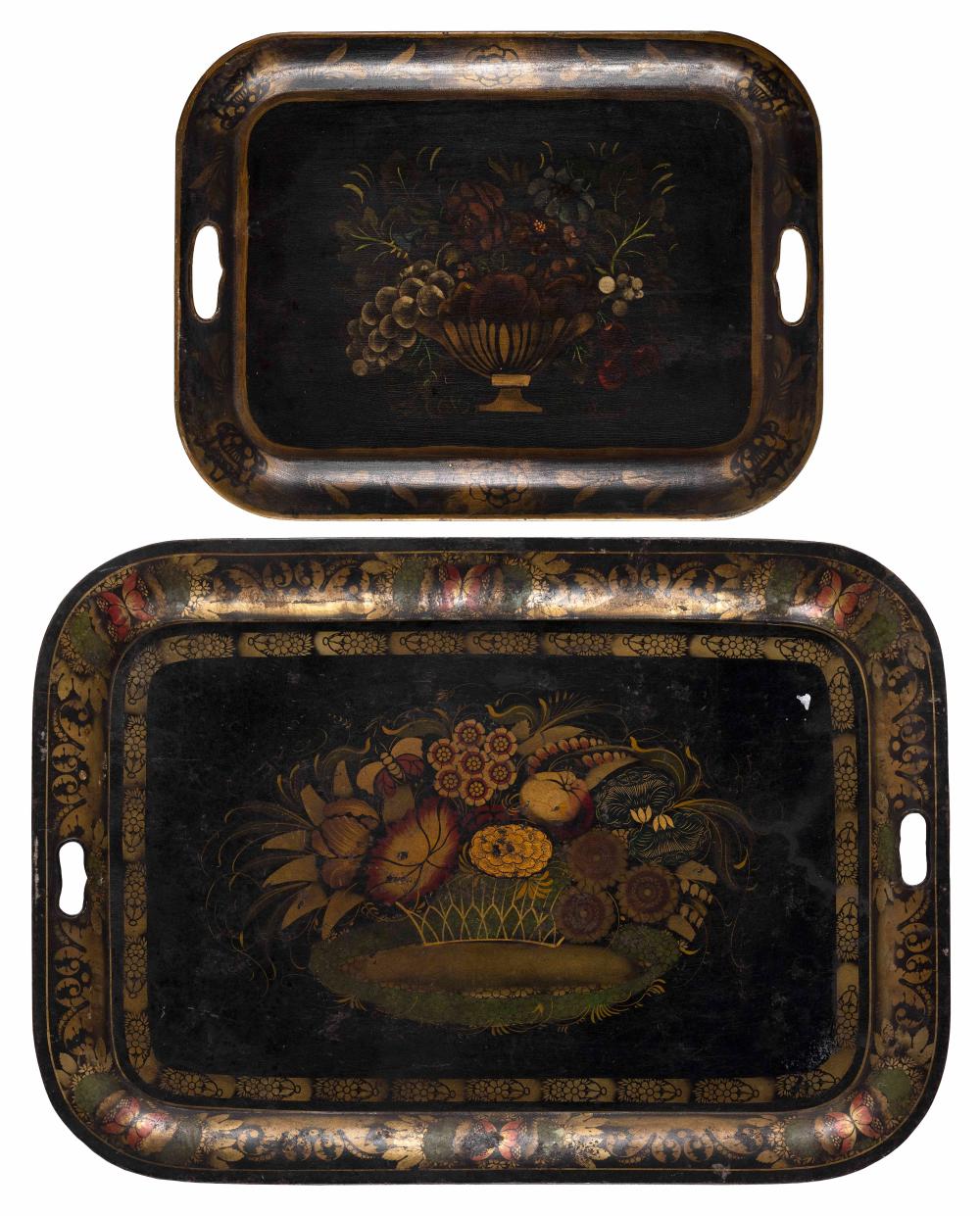 Appraisal: TWO TOLE TRAYS TH EARLY TH CENTURY X AND X