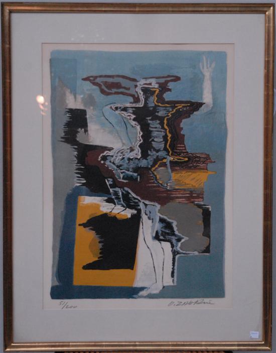 Appraisal: MODERN COLOR LITHOGRAPH Abstract figural composition Pencil signed numbered below