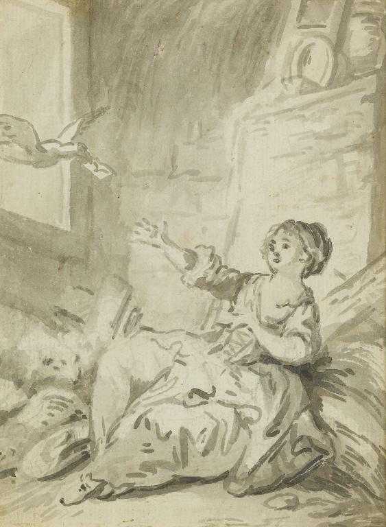 Appraisal: FOLLOWER OF JEAN BAPTISTE GREUZE THE LETTER watercolour en grisaille