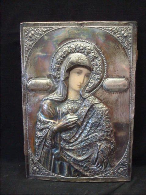 Appraisal: Russian or Greek Icon Possibly Silver Dimensions x Estimate -