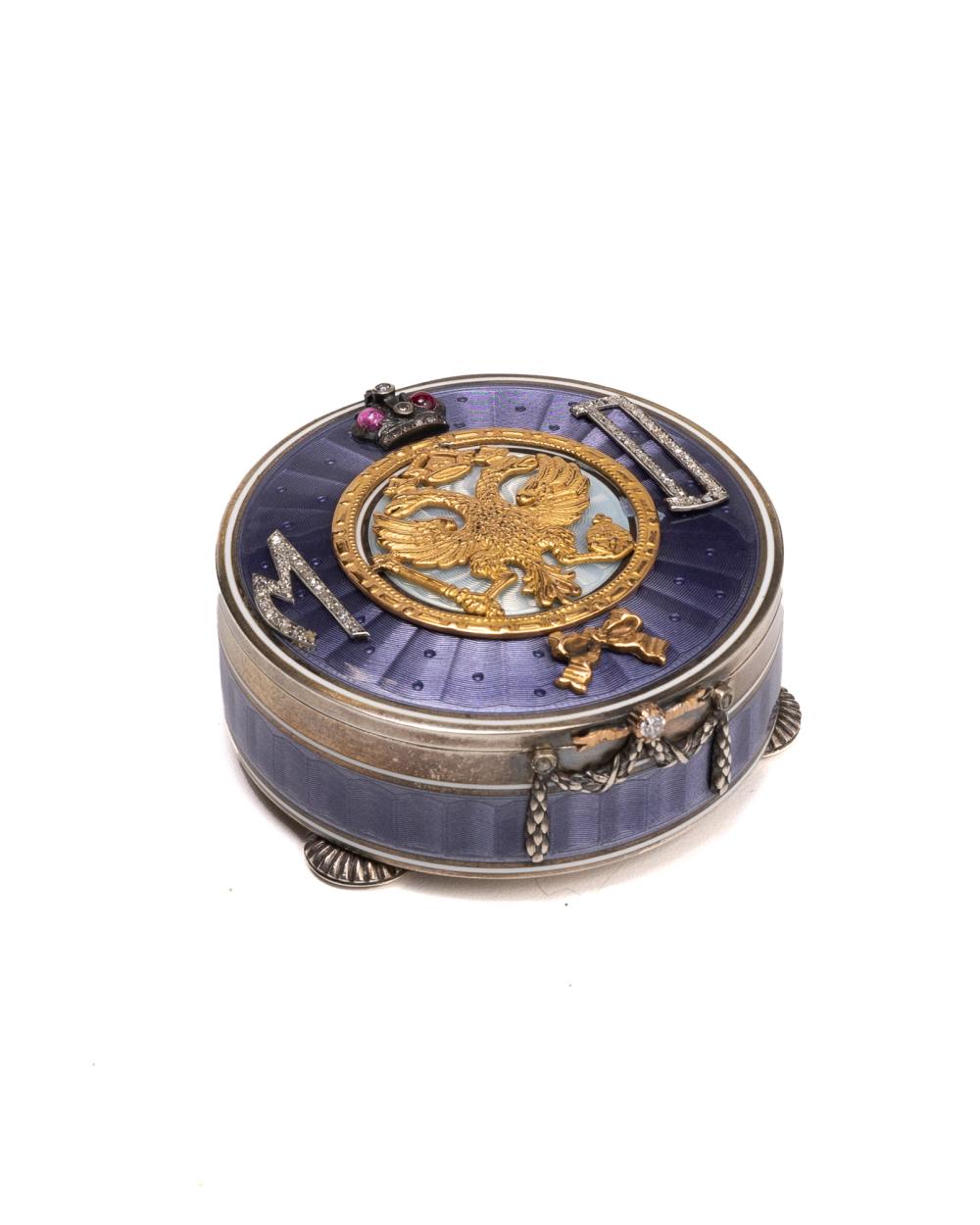 Appraisal: A Faberg -style guilloch snuffbox Circa - Bears Faberge-style hallmark