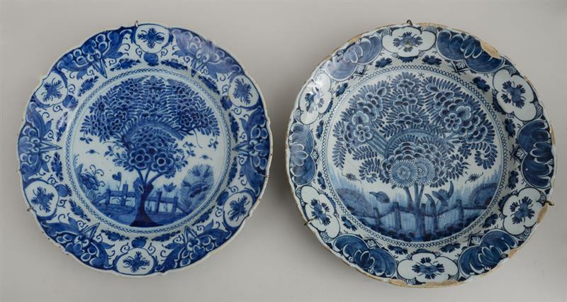 Appraisal: ASSEMBLED PAIR OF DELFT BLUE AND WHITE CHARGERS One marked