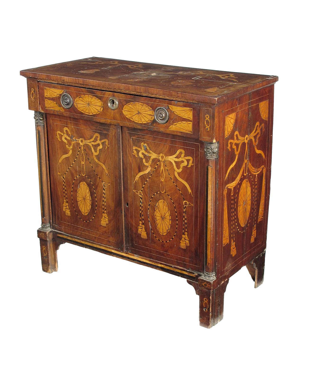 Appraisal: A Dutch mahogany and marquetry side cabinet