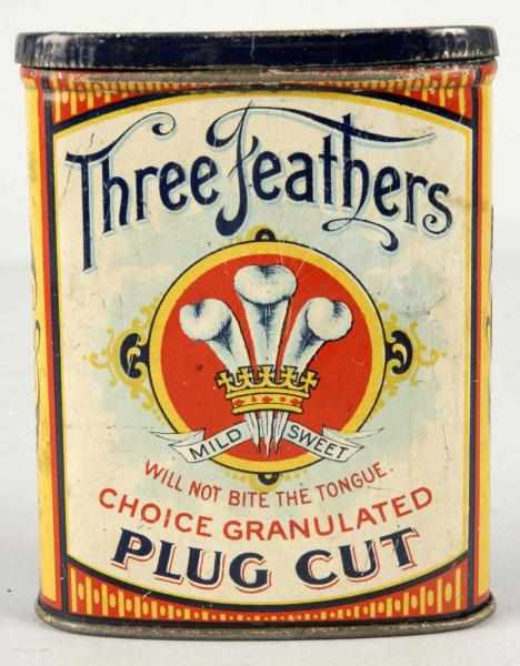 Appraisal: Three Feathers Pocket Tobacco Tin Description Beautiful example with great