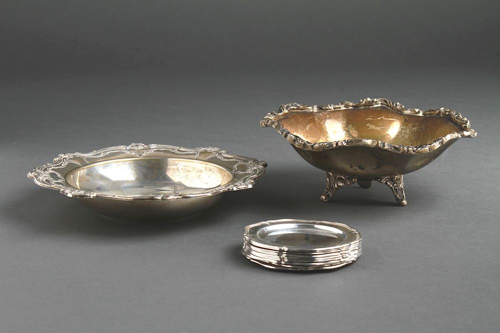 Appraisal: Sterling Bowls Continental Silver Sm Trays Group of fourteen sterling